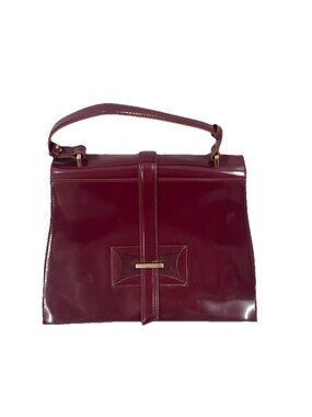 IACUCCI Made inItaly Burgundy Patent Leather Structured Handbag Genuine Leather